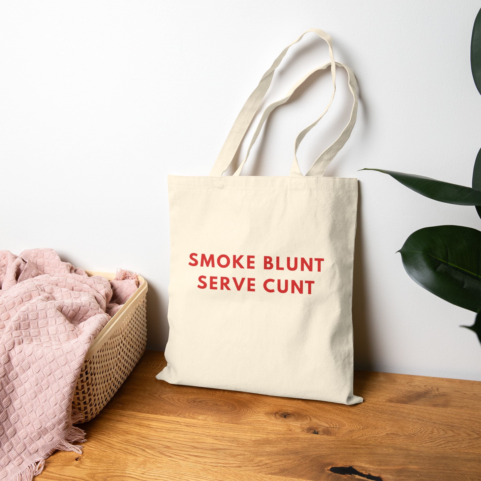 Smoke Blunt Serve Cunt Cotton Canvas Tote Bag