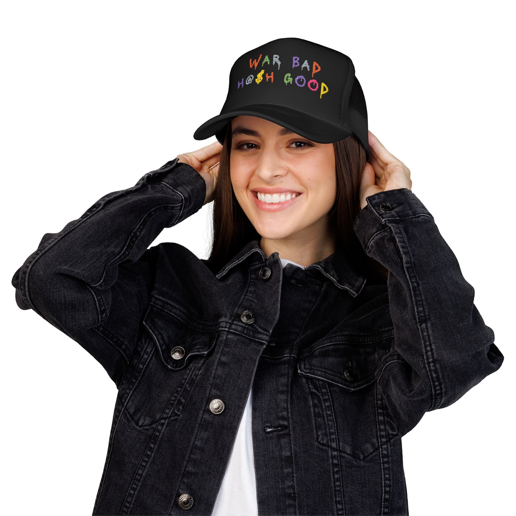War Bad Hash Good Trucker Hat (Embroidered)